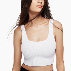 Sculpt Knit Squareneck Cropped Tank WHITE 1X